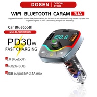 DOSEN Quick Charge 3.0 Car Charger with FM Transmitter Bluetooth 5.0 Handsfree FM Modulator