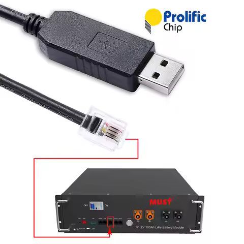 Must LP18-48100 LP18-48200 LifePO4 Lithium Battey Console Communication Cable Prolific USB RS232 to 