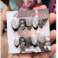 Lace french nails Y2k handmade nails press on nails lisa candy nails