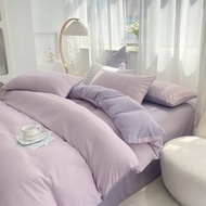 ชุดเครื่องนอนนักเรียน 3 ชิ้น สีม่วงอ่อน ผิวสัมผัสนุ่ม 1 ผ้าห่มและ 2 ปลอกหมอน ไม่มีไส้ ซักได้ด้วยเครื