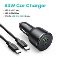 UGREEN 63W Car Charger support Samsung Super Fast Charger 45W USB Type C Car Charge iPhone Fast Char