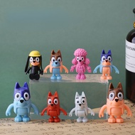 8pcs/ Set Anime Bluey Family Shepherd Dog Cute Action Figures Doll Model Collectible Desktop Ornaments Kids Xmas Gifts