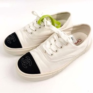 Chanel香奈兒/帆布小白鞋/36碼/僅穿兩次 🈚附件