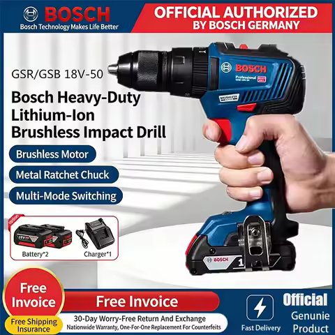 BOSCH GSB18V-50 Electric Drill Brushless Cordless Impact Drill lithium battery Driver with High Torq