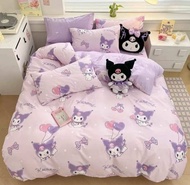 Kuromi Pattern Bed Sheet Set Complete Set of 6 Pieces Size 3.5/5/6 Feet.