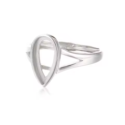 Ring Blank for 8x10mm/6x12mm/10x14mm/13x18mm/18x24mm Teardrop Cabochon 925 Silver Adjustable Ring Co