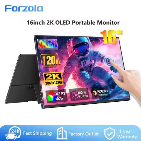 FORZOLA OLED Portable Gaming Monitor 16" 2048x1280 16:10 120Hz 100%sRGB 400Cd/m² Travel Screen for M