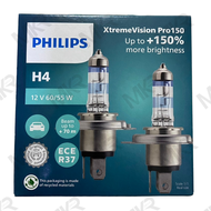 PHILIPS หลอดไฟหน้ารถยนต์ X-treme Vision PRO +150% 3700K H4 + Bluevision T10