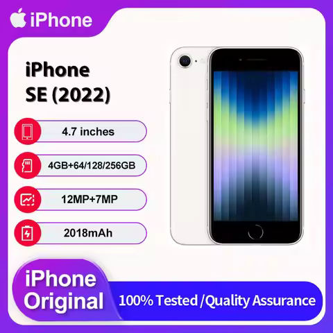 Original Apple iPhone SE (2022) 5G Fingerprint Unlocked Used IOS 15.4 4.7" 64/128/256GB ROM 2018mAh 
