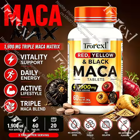 Natural Maca Root Tablets-Supports Vitality & Physical Performance, Balances Hormone, Overall Wellne