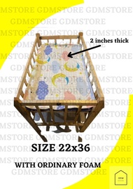 BABY CRIB WOODEN WITH FOAM 2INCHES /(22X36) / CRIB WITH URATEX 2INCHES MATIBAY KUNA FOR BABY