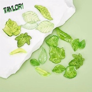 TAYLOR1 30pcs Green Transparent Leaf Shape Beads, Leaf Shape Transparent Green Acrylic Leaf Beads, C
