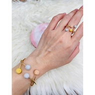 gelang dan cincin tinju bola colourful pasir uk 15 - 17 elegant emas asli 16K