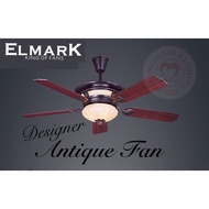 🎁[FREE GIFT] Elmark 56” Wooden Blades Designer Antique Ceiling Fan With Integrated Light.