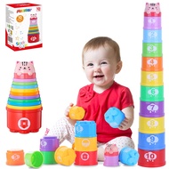 Stacking Cups Baby Toys 6 10 12 18 Months, Montessori Toys for 1 Year Old Toddler Learning Toys with