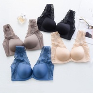 (B-26)Bra LaceWanita without wire thin foam bra push up bra front hook bra