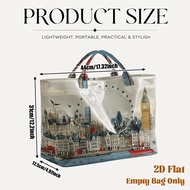 (2d Flat) 1pc London View Pvc Large Capacity Travel Tote Bag, Reusable Grocery Bags, Multi-functiona