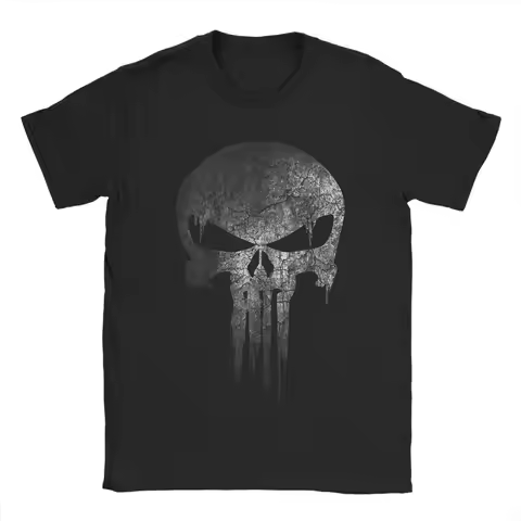 Punisher T-Shirts Men Women Funny Cotton Tees Round Neck Short Sleeve T Shirt Graphic Printed Clothi
