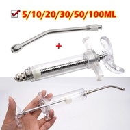 10/30/50/100ML Fiber glass syringe Heavy duty syringe for piglet cow goat dogs with Oral drencher nozzle Veterinary equipment set