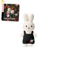 荷蘭Miffy米飛兔【miffy&amp;荷蘭美術館經典小花黑吊帶褲】米菲娃娃