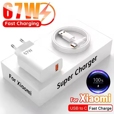 GaN USB Charger Total 67W Fast Charging Wall Phone Adapter 6A USB Type C Cable Quick Charge 3.0 Plug