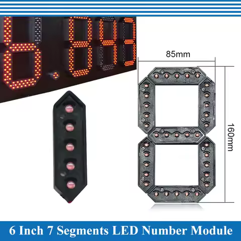 4pcs/lot 6" Red, Green, Yellow, White Color Outdoor 7 Seven Segment LED Digital Number Module for Ga