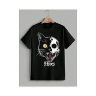 CAT 9 LIVES T-SHIRT / BLACK UNISEX T-SHIRT