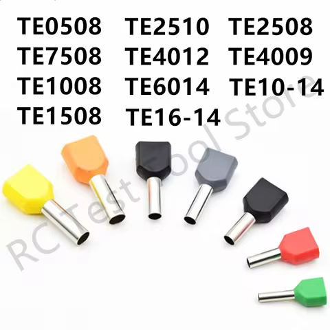 100PCSTE0508 TE1008 TE1508 TE2508 TE6014Double Pipe 0.5~6.0² Cold Pressed End Double Wire Tube Shape