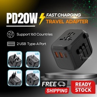 PD20W Universal Adapter USB-A USB-C Travel Intergenerational Adapter Plug Universal Adapter Plug Tra