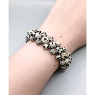 Dalmatian Jasper drawstring bracelet with round beads 6mm-8mm
