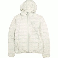 EMPORIO ARMANI EA7 Hooded Down Jacket 8NPB02 PN29Z S GREIGE Lightweight Down Jacket with Logo and Ho