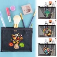 Women's Mesh Makeup Bag Cosmetic Makeup Bag Zip Coin Purse Wallet Travel Pouch Transparent Mesh Toil