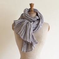 來自歐洲小工坊 最柔軟的亞麻圍巾-銀灰 100%天然亞麻 四季可用