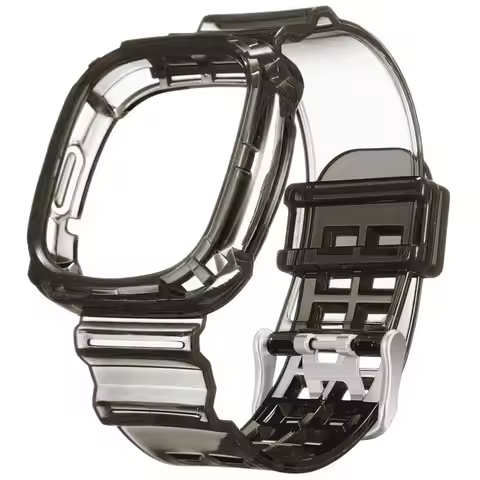 Watchband Case for Fitbit Versa 4 Versa 3 Adjustable TPU Rugged Smart Watch Clear Protective Cover W