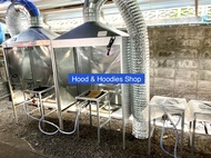 ปล่องดูดควันร้านอาหารในตลาด สังกะสี (2 หัวเตา) ขนาด 1.10m (ก) x 0.6m (ย) x 2.4m (ส) ฟรี: พัดลม ท่อยื