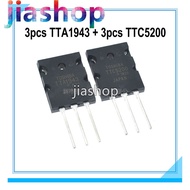 6pcs = 3pairs Original 3pcs TTA1943 + 3pcs TTC5200 C5200 A1943 TO-3PL Silicon PNP NPN High Power Amp