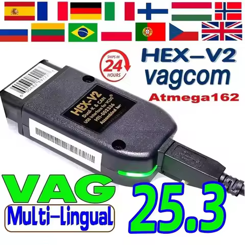 2025 VCDS 25.3 VAG Scanner Tool Cable OBD2 Diagnostic Multi-Language HEX V2 Wesheu VCDS VAG COM For 