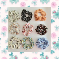 (SG Ready Stocks) Flower Power Scrunchie, Blue Flowers Scrunchie, Brown Scrunchie, Good Quality Scru