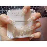 3d Press On Nails Gold Pink False Nails / Fake Nails / False Nails / Wedding Nails / Custom Nails