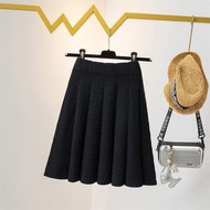 Womens Knitted Half Skirt Autumn and Winter New High Waist Knitted Half Skirt Versatile A-line Skirt