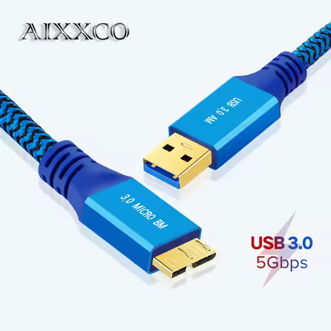 AIXXCO USB 3.0 Micro B Cable 3A Fast Charging 5Gbps Data Cable External HDD Cable USB Cord for Samsu