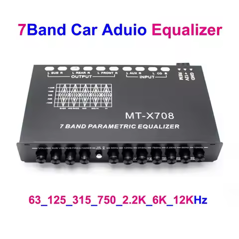 5/7/9 Band Car Equalizer Audio EQ Tuning Crossover Amplifier Parametric Car Preamplifier Audio Equal