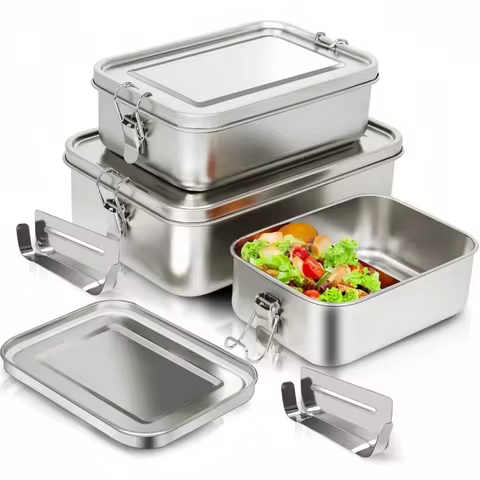 Stainless Steel Lunch Box With Removable Dividers 850ML Stainless Steel Lunch Box For Kids And Adult