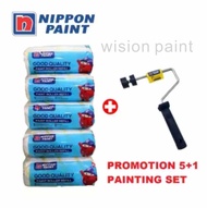 7 INCH NIPPON PAINT ROLLER REFILL (5PCS) + 7 INCH NIPPON HANDLE (1PC)