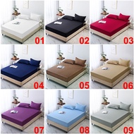 Plain Color Bedsheet Cadar Bedsheet Single / Queen/ King Size Bed Sheet Fitted Super Single Bedsheet Set 3 IN 1