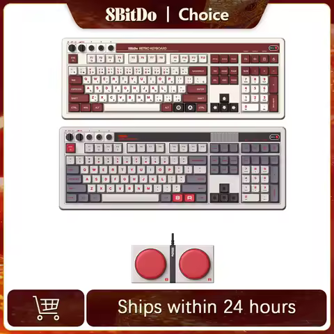 NEW 8BitDo Retro 108 Mechanical Keyboard Bluetooth,2.4G Wireless 3 Modes Connect for PC Windows 10 a