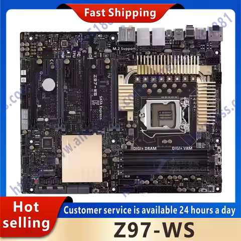 Used LGA 1150 motherboard Z97-WS DDR3 supports Xeon Core i7 i5 i3 processor Z97 HDMI M.2 SATA3 32GB 