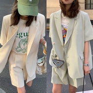 Single Piece/Suit 2024 Spring Summer Thin Casual Loose Short-Sleeved Blazer Women's Blazer Shorts Two-Piece Suit