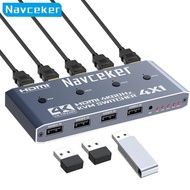 4 Port 2K 120Hz HDMI KVM Switch 4 in 1 out 4K 60Hz USB Switch Selector with IR Controller for 4 PC S