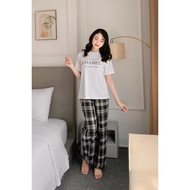 Basic checkered women's wide-leg pants, CHAMEL home pants in many colors, loose form conceals flaws,